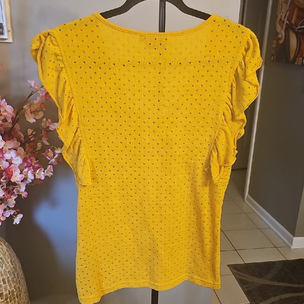 Voodoo Vixen Sunny Yellow Eyelet Blouse - Picture 3 of 5